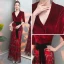 Modern / Fashion Burgundy Suede Evening Dresses  2019 Trumpet / Mermaid Deep V-Neck 3/4 Sleeve Sash Beading Tassel Floor-Length / Long Ruffle Casual Formal Dresses