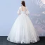 Affordable White Wedding Dresses 2017 Ball Gown V-Neck 1/2 Sleeves Backless Appliques Lace Sequins Pearl Floor-Length / Long