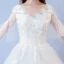 Affordable White Wedding Dresses 2017 Ball Gown V-Neck 1/2 Sleeves Backless Appliques Lace Sequins Pearl Floor-Length / Long