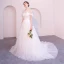 Abordable Ivoire Transparentes Robe De Mariée 2019 Princesse Encolure Dégagée Manches Courtes Dos Nu Appliques En Dentelle Tribunal Train