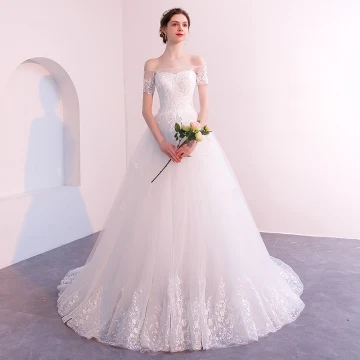 Affordable Ivory See Through Wedding Dresses 2019 A Line Princess Off The Shoulder Short Sleeve Backless Appliques Lace Court Train Ruffle