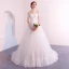 Abordable Ivoire Transparentes Robe De Mariée 2019 Princesse De l'épaule Manches Courtes Dos Nu Appliques En Dentelle Tribunal Train Volants