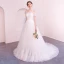 Abordable Ivoire Transparentes Robe De Mariée 2019 Princesse De l'épaule Manches Courtes Dos Nu Appliques En Dentelle Tribunal Train Volants