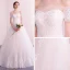 Abordable Ivoire Transparentes Robe De Mariée 2019 Princesse De l'épaule Manches Courtes Dos Nu Appliques En Dentelle Tribunal Train Volants