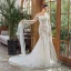 Elegant Ivory Beach Wedding Dresses 2023 Trumpet / Mermaid Off-The-Shoulder Long Sleeve Backless Appliques Lace Court Train Ruffle
