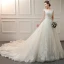 Élégant Ivoire Robe De Mariée 2019 Princesse V-Cou Sans Manches Dos Nu Appliques En Dentelle Perlage Glitter Tulle Volants Chapel Train