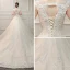 Élégant Ivoire Robe De Mariée 2019 Princesse V-Cou Sans Manches Dos Nu Appliques En Dentelle Perlage Glitter Tulle Volants Chapel Train