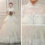 Vintage / Originale Ivoire Transparentes Robe De Mariée 2019 Princesse Col Haut Manches Courtes Dos Nu Appliques En Dentelle Perlage Gland Perle Faux Diamant Cathedral Train