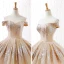 Scintillantes Champagne Dansant Robe De Bal 2023 Robe Boule De l'épaule Manches Courtes Paillettes Longue Dos Nu Robe De Ceremonie