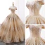 Scintillantes Champagne Dansant Robe De Bal 2023 Robe Boule De l'épaule Manches Courtes Paillettes Longue Dos Nu Robe De Ceremonie