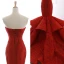 Luxe Bordeaux Tapis rouge Robe De Soirée 2023 Trompette / Sirène Bustier Sans Manches Glitter Appliques En Dentelle Train De Balayage Volants Dos Nu Robe De Ceremonie