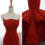 Luxe Bordeaux Tapis rouge Robe De Soirée 2023 Trompette / Sirène Bustier Sans Manches Glitter Appliques En Dentelle Train De Balayage Volants Dos Nu Robe De Ceremonie