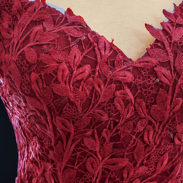 Bäst Röd Bröllopsklänningar 2023 Prinsessa Av Axeln Korta ärm Halterneck Glittriga / Glitter Appliqués Spets Svep Tåg Ruffle
