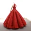 Luxury / Gorgeous Red Dancing Prom Dresses 2023 Ball Gown High Neck Sleeveless Glitter Polyester Floor-Length / Long Ruffle Backless Formal Dresses