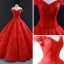 High-end Royal Blue Dancing Prom Dresses 2023 Ball Gown Off-The-Shoulder Short Sleeve Appliques Lace Beading Glitter Tulle Floor-Length / Long Ruffle Backless
