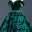 Luxury / Gorgeous Dark Green Suede Evening Dresses  2020 Ball Gown Off-The-Shoulder Short Sleeve Flower Appliques Lace Beading Sash Court Train Ruffle Backless Formal Dresses