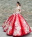 Sparkly Burgundy Sequins Dancing Prom Dresses 2023 Ball Gown Off-The-Shoulder Short Sleeve Appliques Flower Beading Floor-Length / Long Ruffle Backless