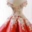 Sparkly Burgundy Sequins Dancing Prom Dresses 2023 Ball Gown Off-The-Shoulder Short Sleeve Appliques Flower Beading Floor-Length / Long Ruffle Backless