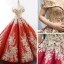 Sparkly Burgundy Sequins Dancing Prom Dresses 2023 Ball Gown Off-The-Shoulder Short Sleeve Appliques Flower Beading Floor-Length / Long Ruffle Backless