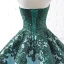 Luxury / Gorgeous Dark Green Red Carpet Evening Dresses  2023 Ball Gown Strapless Sleeveless Appliques Lace Sequins Sweep Train Ruffle Backless Formal Dresses