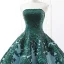 Luxury / Gorgeous Dark Green Red Carpet Evening Dresses  2023 Ball Gown Strapless Sleeveless Appliques Lace Sequins Sweep Train Ruffle Backless Formal Dresses