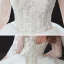 Chic / Belle Champagne Transparentes La Mariée Robe De Mariée 2020 Robe Boule Encolure Dégagée 3/4 Manches Dos Nu Appliques En Dentelle Perlage Glitter Tulle Chapel Train Volants