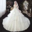 Romantisch Ivory / Creme Hochzeits Brautkleider / Hochzeitskleider 2020 Ballkleid Durchsichtige Rundhalsausschnitt Kurze Ärmel Rückenfreies Applikationen Spitze Perlenstickerei Quaste Kathedrale Schleppe Fallende Rüsche