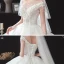 Romantisch Ivory / Creme Hochzeits Brautkleider / Hochzeitskleider 2020 Ballkleid Durchsichtige Rundhalsausschnitt Kurze Ärmel Rückenfreies Applikationen Spitze Perlenstickerei Quaste Kathedrale Schleppe Fallende Rüsche