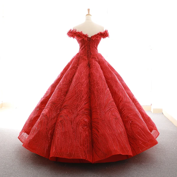 Luxe Doré Dansant Robe De Bal 2023 Robe Boule De l'épaule Transparentes Col v profond Manches Courtes Appliques En Dentelle Paillettes Longue Volants Dos Nu