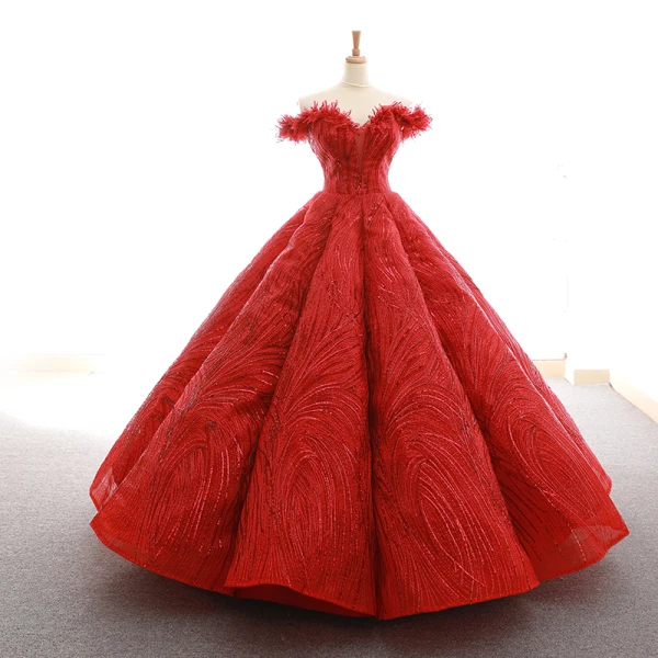 Luxe Doré Dansant Robe De Bal 2023 Robe Boule De l'épaule Transparentes Col v profond Manches Courtes Appliques En Dentelle Paillettes Longue Volants Dos Nu