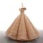 Luxe Doré Dansant Robe De Bal 2023 Robe Boule De l'épaule Transparentes Col v profond Manches Courtes Appliques En Dentelle Paillettes Longue Volants Dos Nu