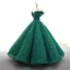 Luxe Doré Dansant Robe De Bal 2023 Robe Boule De l'épaule Transparentes Col v profond Manches Courtes Appliques En Dentelle Paillettes Longue Volants Dos Nu
