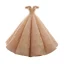 Luxe Doré Dansant Robe De Bal 2023 Robe Boule De l'épaule Transparentes Col v profond Manches Courtes Appliques En Dentelle Paillettes Longue Volants Dos Nu