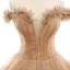 Luxe Doré Dansant Robe De Bal 2023 Robe Boule De l'épaule Transparentes Col v profond Manches Courtes Appliques En Dentelle Paillettes Longue Volants Dos Nu