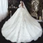 Style Victorien Ivoire Transparentes La Mariée Robe De Mariée 2020 V-Cou Robe Boule Gonflée 1/2 Manches Dos Nu Appliques En Dentelle Perlage Cathedral Train Volants