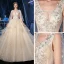 Romantique Champagne Glitter Étoile Tulle Robe De Mariée Avec Châle 2020 Robe Boule Transparentes Col v profond Sans Manches Dos Nu Appliques En Dentelle Perlage Cathedral Train Volants