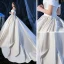 Modest / Simple Ivory Satin Bridal Wedding Dresses 2020 Ball Gown Off-The-Shoulder Short Sleeve Backless Chapel Train Ruffle
