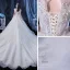 Illusion Ivoire Transparentes La Mariée Robe De Mariée 2020 Princesse Encolure Dégagée Manches Courtes Dos Nu Glitter Tulle Appliques Fleur Perlage Cathedral Train Volants