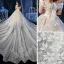Sparkly Champagne Bridal Wedding Dresses 2020 Ball Gown Off-The-Shoulder Short Sleeve Backless Appliques Flower Sequins Beading Cathedral Train Ruffle