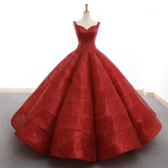 Sparkly Red Sequins Dancing Prom Dresses 2023 Ball Gown Shoulders Sleeveless Floor Length Long Ruffle Backless Formal Dresses