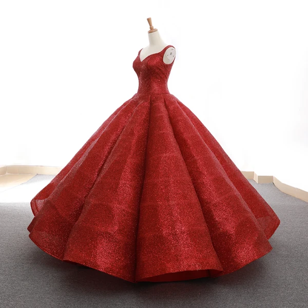 Glitzernden Rot Pailletten Tanzen Ballkleider 2023 Ballkleid Schultern Ärmellos Lange Rüschen Rückenfreies Festliche Kleider