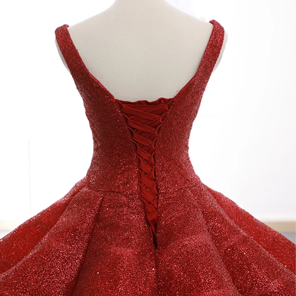 Glitzernden Rot Pailletten Tanzen Ballkleider 2023 Ballkleid Schultern Ärmellos Lange Rüschen Rückenfreies Festliche Kleider