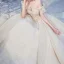 Luxe Champagne Bruids Trouwjurken 2020 Baljurk Uit De Schouder Korte Mouwen Ruglooze Glans Tule Kralen Cathedral Train Ruche
