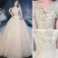 Luxe Champagne Bruids Trouwjurken 2020 Baljurk Uit De Schouder Korte Mouwen Ruglooze Glans Tule Kralen Cathedral Train Ruche