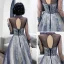 Best Purple Evening Dresses  2020 A-Line / Princess High Neck Puffy Long Sleeve Glitter Appliques Lace Beading Floor-Length / Long Ruffle Backless Formal Dresses