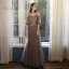 Affordable Brown Bridesmaid Dresses 2020 A-Line / Princess Beading Floor-Length / Long Ruffle Wedding Party Dresses