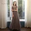 Affordable Brown Bridesmaid Dresses 2020 A-Line / Princess Beading Floor-Length / Long Ruffle Wedding Party Dresses