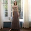 Affordable Brown Bridesmaid Dresses 2020 A-Line / Princess Beading Floor-Length / Long Ruffle Wedding Party Dresses