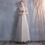 Affordable Champagne Grey Bridesmaid Dresses 2020 A-Line / Princess Appliques Lace Sash Floor-Length / Long Ruffle Wedding Party Dresses