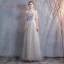 Affordable Champagne Grey Bridesmaid Dresses 2020 A-Line / Princess Appliques Lace Sash Floor-Length / Long Ruffle Wedding Party Dresses
